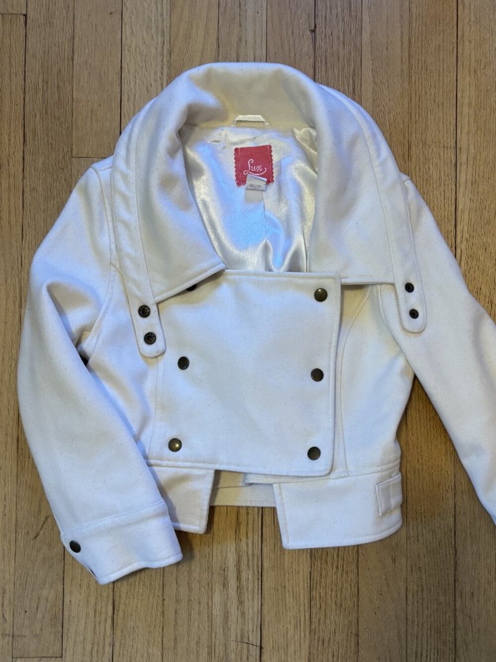 Lux Cream Colored Cropped Moto Jacket Size Small